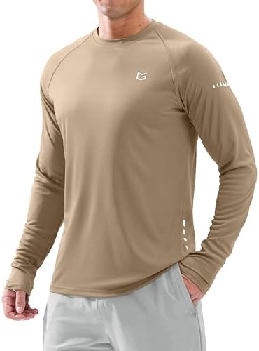 Men's UPF 50+ long sleeve fishing shirt, khaki