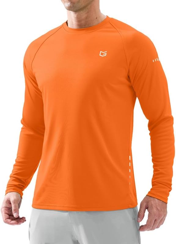 Men's UPF 50+ long sleeve fishing shirt, orange