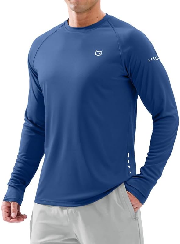 Men's UPF 50+ long sleeve fishing shirt, royal blue