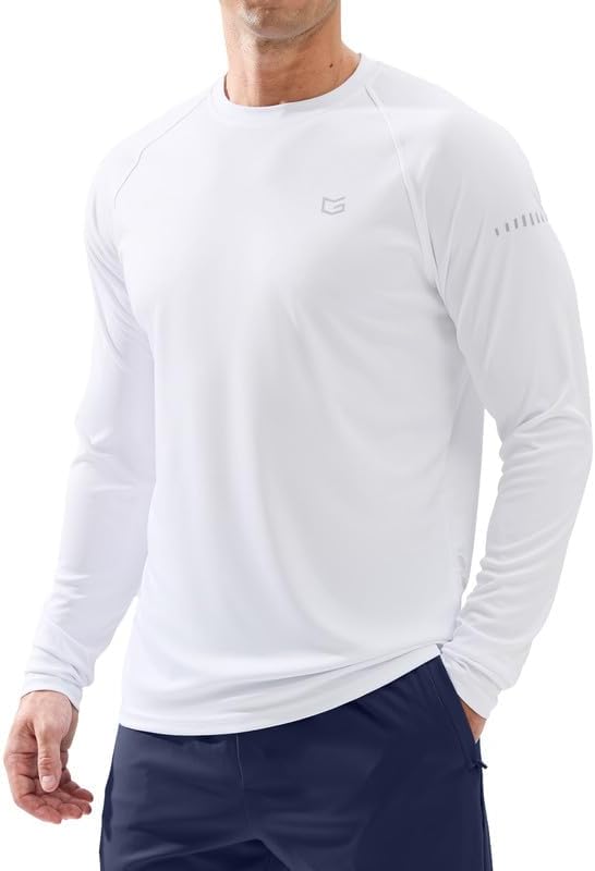 Men's UPF 50+ long sleeve fishing shirt, white