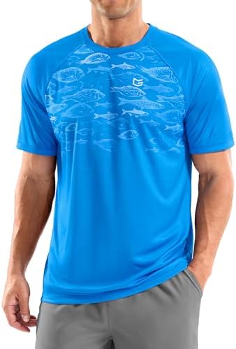 Men's UPF 50+ rash guard tee, blue shoal