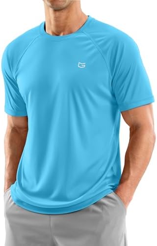 Men's UPF 50+ rash guard tee, blue