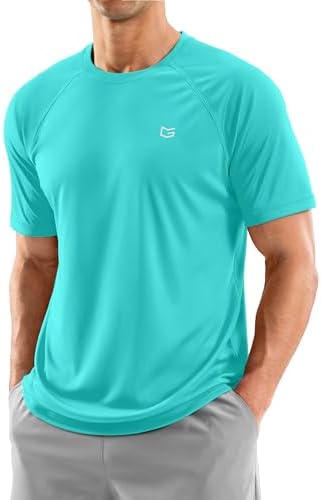 Men's UPF 50+ rash guard tee, bright green
