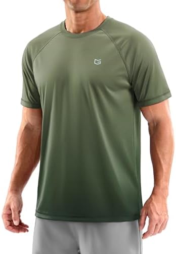 Men's UPF 50+ rash guard tee, gradient army green