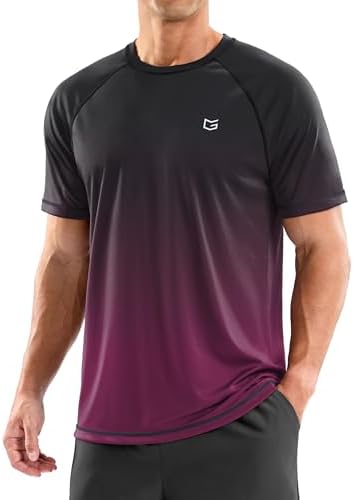Men's UPF 50+ rash guard tee, gradient black rose