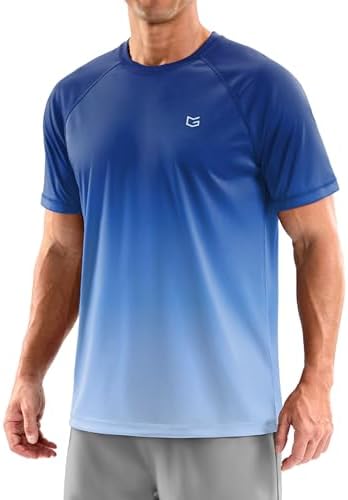 Men's UPF 50+ rash guard tee, gradient blue white