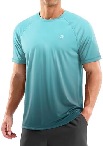 Men's UPF 50+ rash guard tee, gradient green grey