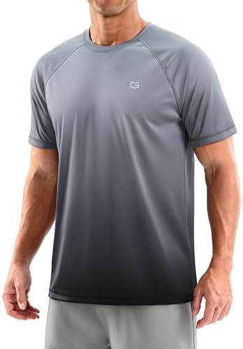 Men's UPF 50+ rash guard tee, gradient grey black