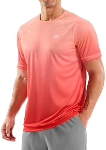 Men's UPF 50+ rash guard tee, gradient orange