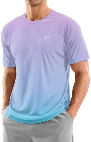 Men's UPF 50+ rash guard tee, gradient purple blue