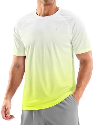 Men's UPF 50+ rash guard tee, gradient yellow