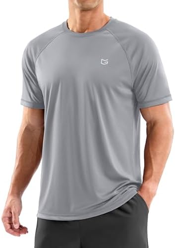 Men's UPF 50+ rash guard tee, light grey