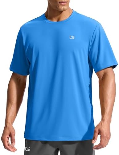 Men's UPF 50+ short sleeve rash guard, blue