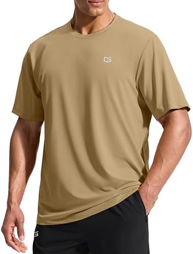 Men's UPF 50+ short sleeve rash guard, brown