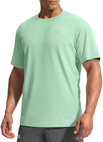 Men's UPF 50+ short sleeve rash guard, jasmine green