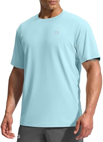 Men's UPF 50+ short sleeve rash guard, light blue