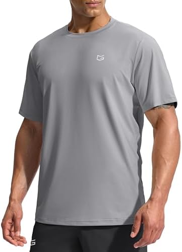 Men's UPF 50+ short sleeve rash guard, light grey