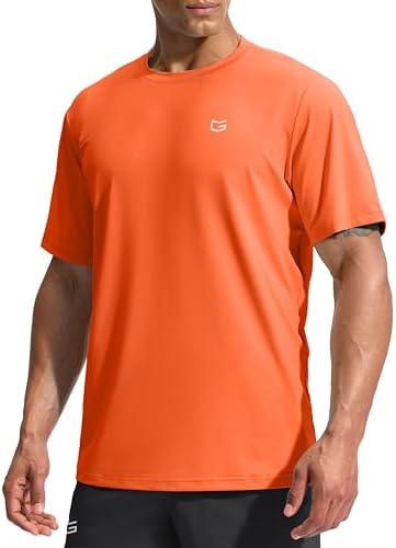Men's UPF 50+ short sleeve rash guard, orange