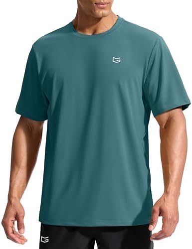 Men's UPF 50+ short sleeve rash guard, teal