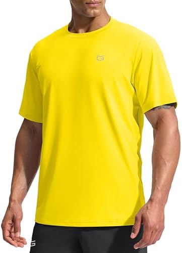 Men's UPF 50+ short sleeve rash guard, yellow