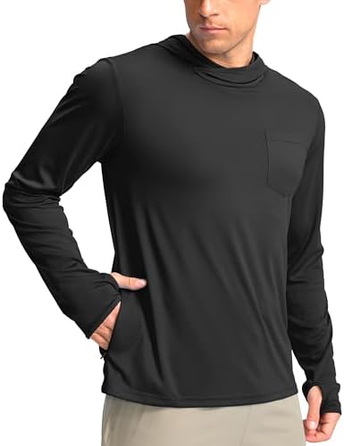 Men's UPF 50+ sun hoodie, black