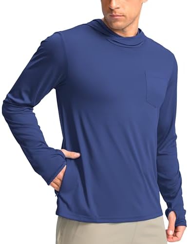 Men's UPF 50+ sun hoodie, dark blue