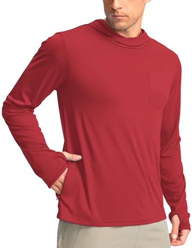 Men's UPF 50+ sun hoodie, dark red