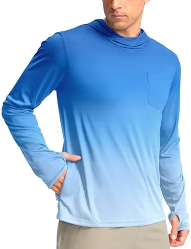 Men's UPF 50+ sun hoodie, gradient blue white