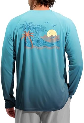 Men's UPF 50+ sun hoodie, green coconut tree