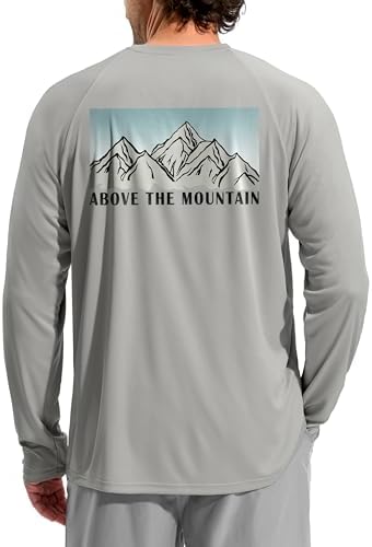 Men's UPF 50+ sun hoodie, grey gradient mountai