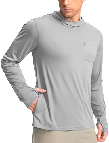 Men's UPF 50+ sun hoodie, light grey