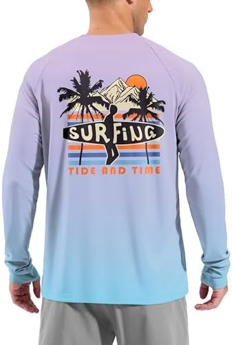 Men's UPF 50+ sun hoodie, light purple surfboard