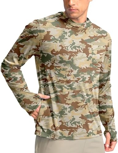 Men's UPF 50+ sun hoodie, olivine brown camo