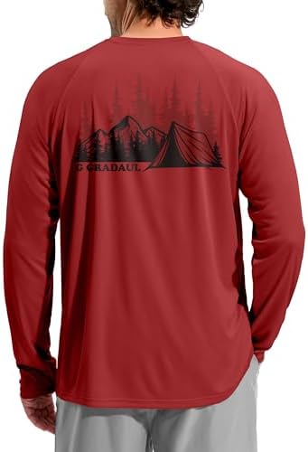Men's UPF 50+ sun hoodie, red black tent