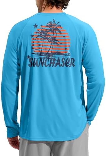 Men's UPF 50+ sun hoodie, sky blue tree