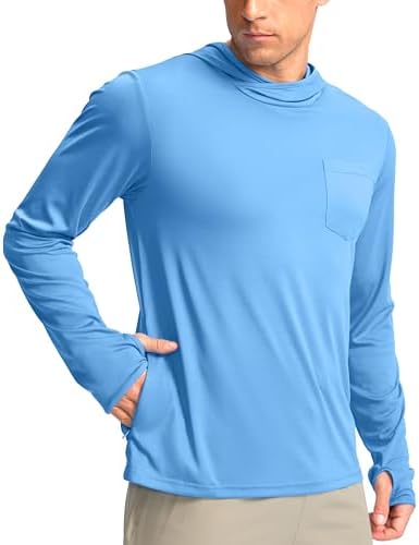 Men's UPF 50+ sun hoodie, sky blue
