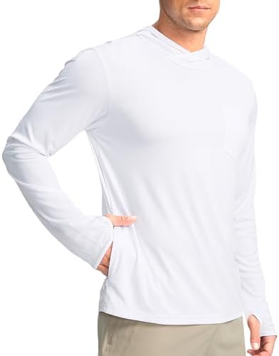 Men's UPF 50+ sun hoodie, white