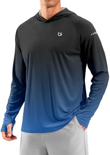 Men's UPF 50+ swim hoodie, gradient black blue