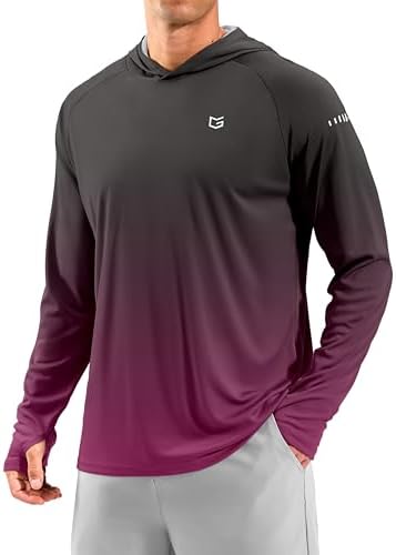 Men's UPF 50+ swim hoodie, gradient black rose