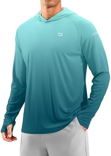 Men's UPF 50+ swim hoodie, gradient blue green
