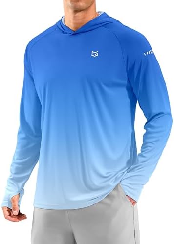 Men's UPF 50+ swim hoodie, gradient blue white