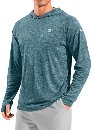 Men's UPF 50+ swim hoodie, heather aquamarine