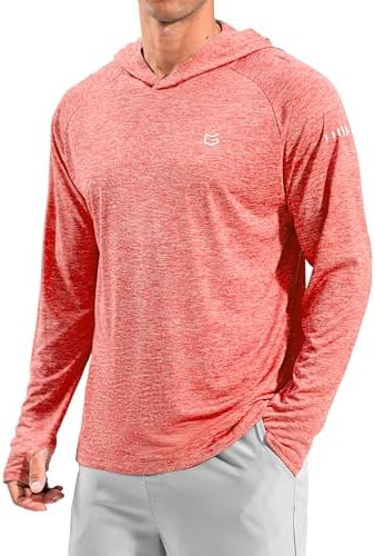Men's UPF 50+ swim hoodie, heather brick red