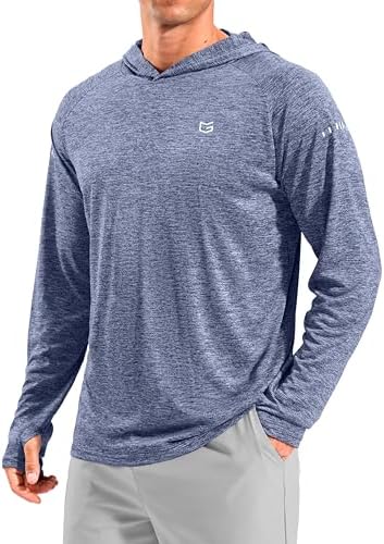 Men's UPF 50+ swim hoodie, heather dusty blue