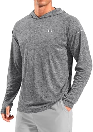 Men's UPF 50+ swim hoodie, heather dusty white