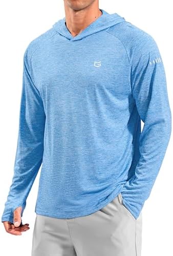 Men's UPF 50+ swim hoodie, heather sky blue