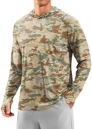 Men's UPF 50+ swim hoodie, olivine camo