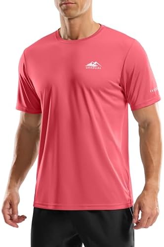 Men's UPF 50+ swim tee, coral