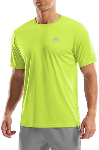 Men's UPF 50+ swim tee, fluorescent green