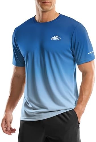 Men's UPF 50+ swim tee, gradient blue